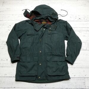 Eddie Bauer Jacket Mens Large Green Wool-Lined Mountain Parka Hooded Outdoors